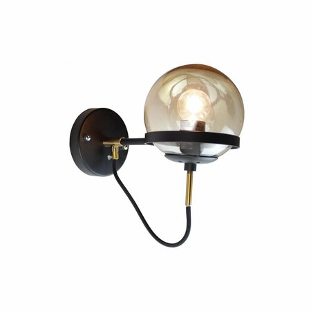 BRILLIANTBULB 6 x 11 x 10 in. Industrial 1-Light Globe Black Wall Sconce BR3574095